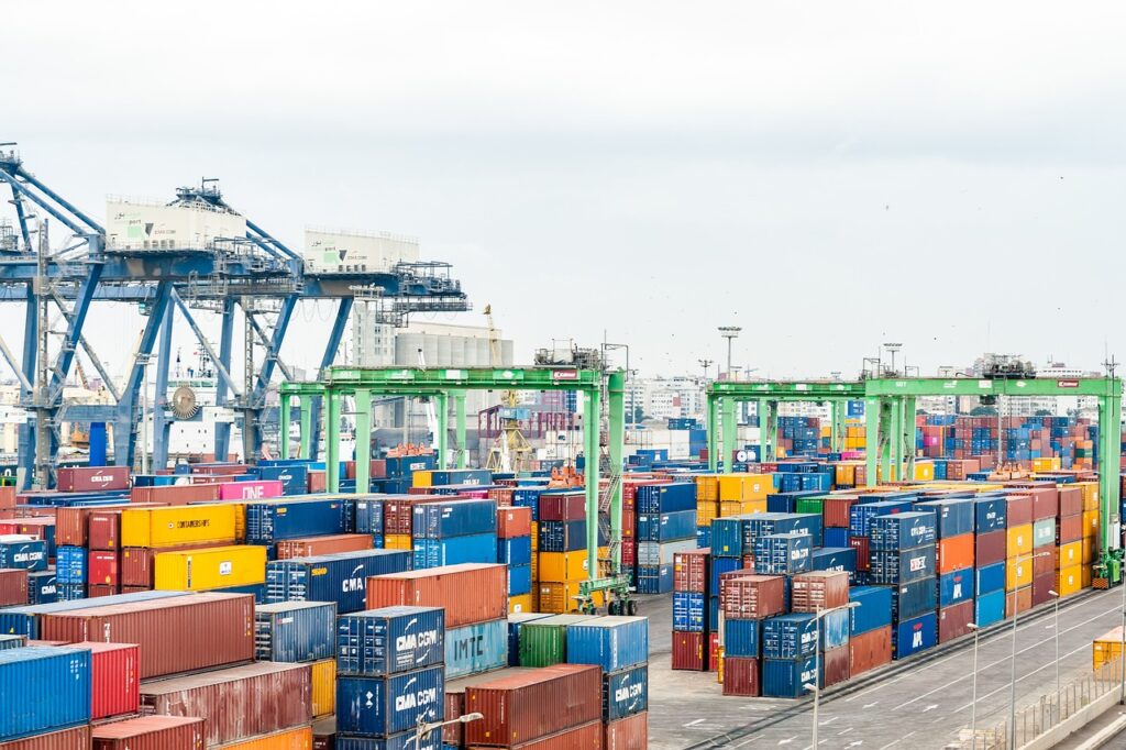 containers stacked at a port